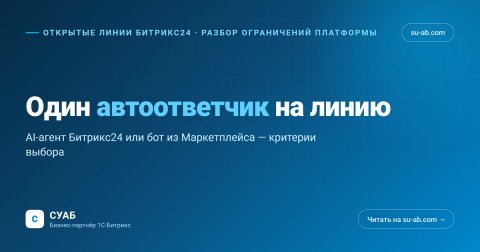 AI-агент Битрикс24 или бот из Маркетплейса — обложка материала Один автоответчик на открытую линию Битрикс24: AI-агент или бот
