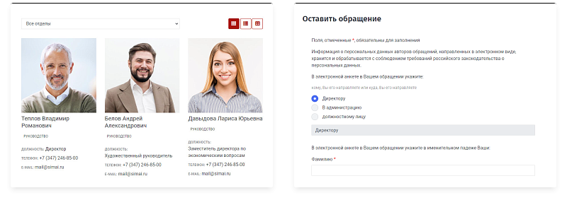Пример внешнего вида шаблона сайта для дворца культуры